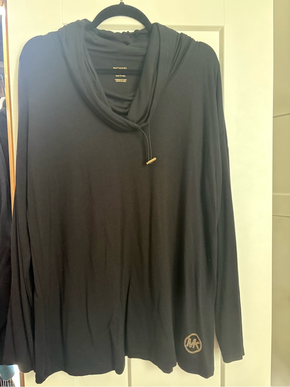 Michael Kors Black Cowl Neck Long Sleeve Top Womens 1X